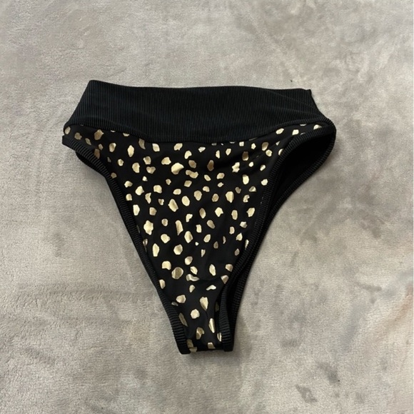 New! SET Beach Riot Eva Emmy Ribbed Bikini in Black Gold Spot 24888 4172 - Picture 5 of 12